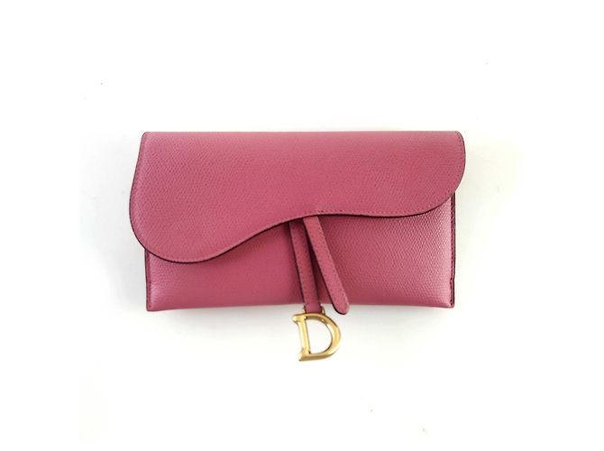 Dior Saddle Chain Long Wallet Red