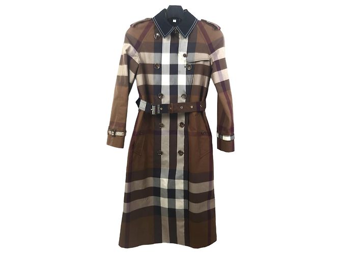 Burberry Waterloo Contrast Panel Check Trench Coat Multiple colors