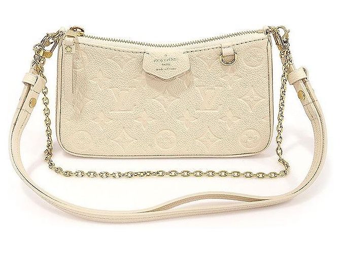 Louis Vuitton Easy Pouch On Strap Cream Beige Monogram Empreinte Marron