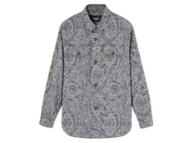 Versace Jacquard Gabardine Overshirt Brown