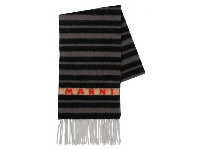Marni Sciarpa in lana di alpaca a righe Nero