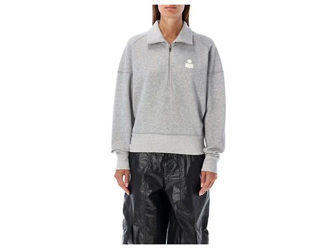 Isabel Marant Logo-Halbzip-Sweatshirt GYWH Silber