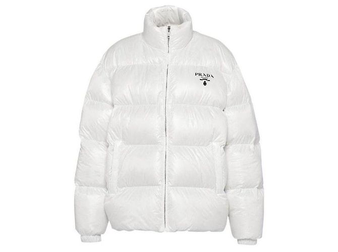 Prada Jaqueta acolchoada de nylon com logo Prata
