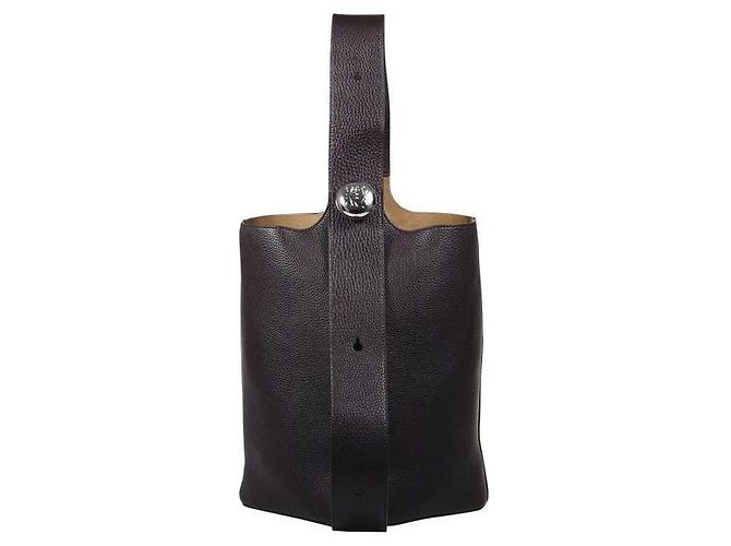 Loewe Große Kieselstein-Eimer-Tasche Schwarz 