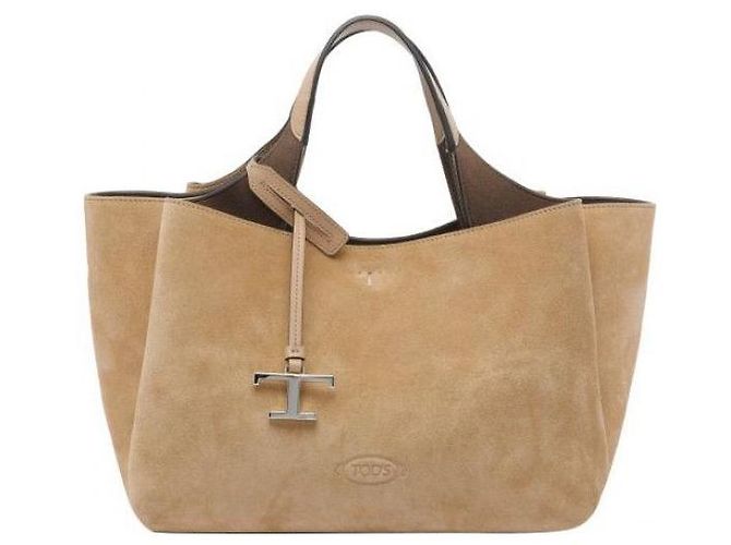 Tod's Bolsa mini tote em camurça com logo Laranja