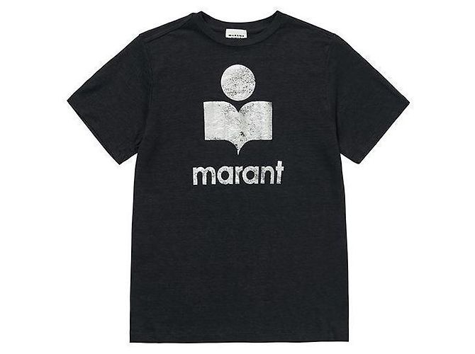 Isabel Marant Kurzarm-Leinen-T-Shirt für Damen Schwarz