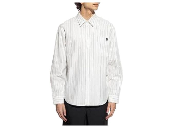 Burberry Camisa de algodón a rayas Plata