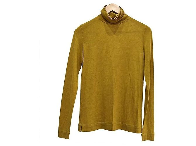 Loro Piana Kaschmir-Seiden-Pullover mit Rollkragen in Gelb