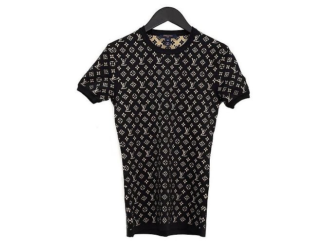 Louis Vuitton Kurzarmstrick mit Monogramm Schwarz 