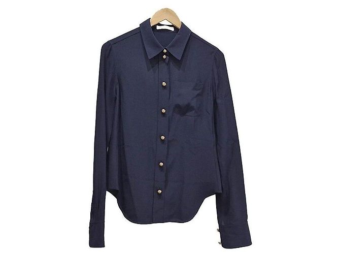Chloé Marineblaue Seidenbluse Tuch