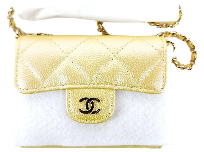 Chanel Classic Caviar Chain Wallet Golden