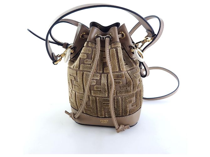 Fendi Borsa a secchiello Montrezzo in velluto FF, borsa tote, borsa a tracolla Multicolore