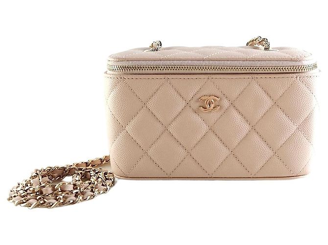 Chanel Estuche de cosméticos de cadena clásica Bolsa cruzada rectangular Naranja