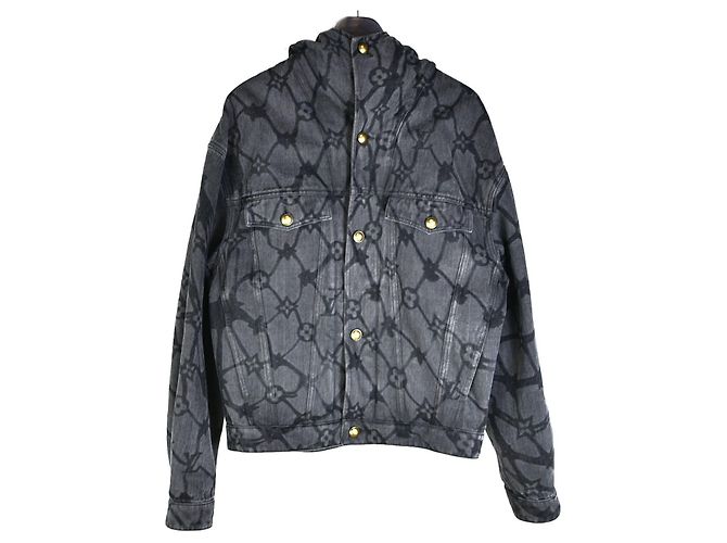 Louis Vuitton Denim Monogram Hooded Jacket Brown