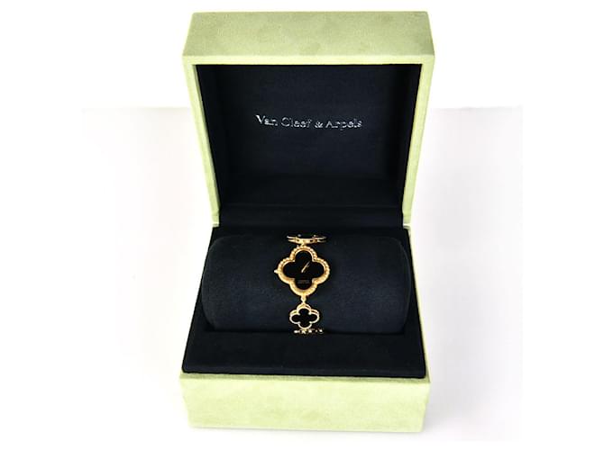 Van Cleef & Arpels Onyx Alhambra Gold Watch Black 