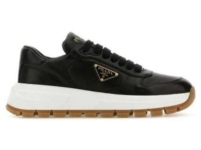 Prada Tênis de couro com logo triangular Multicor