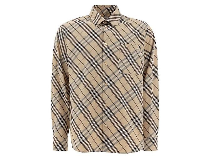 Burberry Camisa de algodão xadrez com corte relaxado Multicor