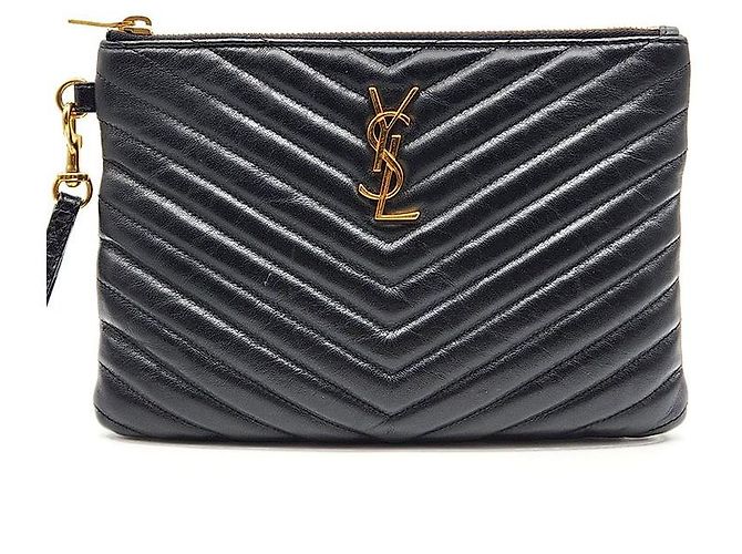Saint Laurent Monogramm Clutch Klein Schwarz