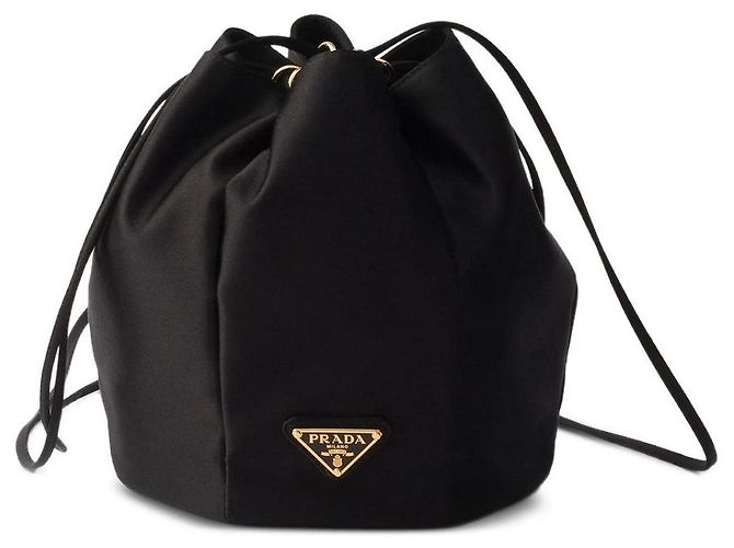 Prada Mini borsa a secchiello in satin nero 