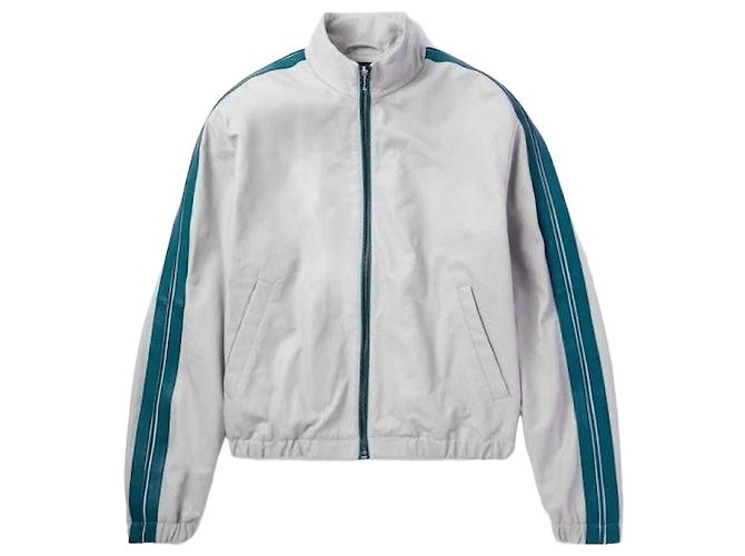 Marni Striped Leather Bomber Jacket Silvery