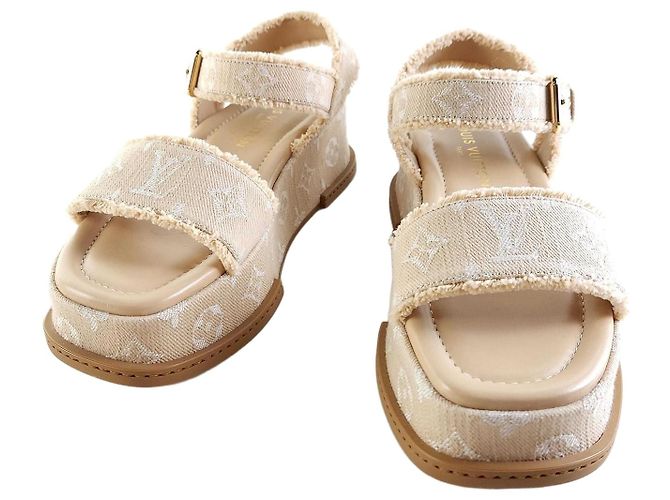 Louis Vuitton Raffia Monogram Maya Plattformsandalen Orange