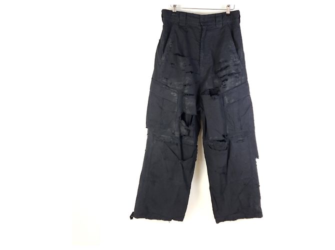 Balenciaga Distressed Large Cargo Pants Black