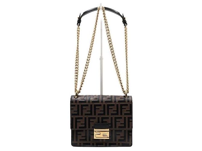 Fendi Mini bolsa com aba com logo FF e corrente dourada