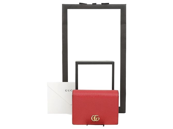 Gucci GG Marmont Card Case Wallet Red