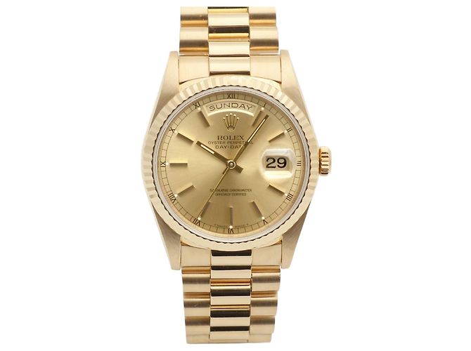 Rolex Orologio da uomo in oro con quadrante rail Day-Date D'oro