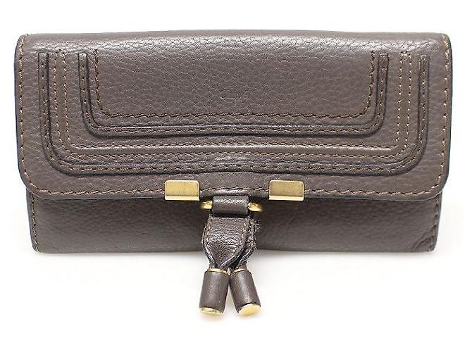 Chloé Carteira Marcie com aba em couro de bezerro granulado marrom