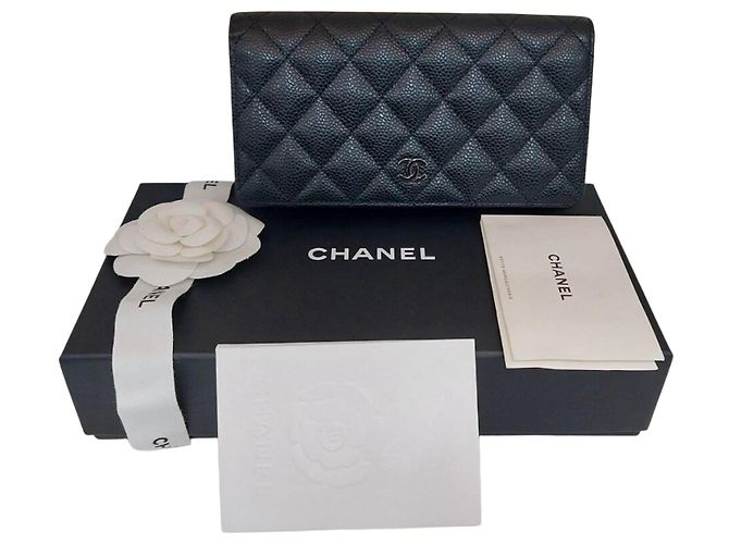 Timeless Chanel Classic Caviar Black Long Wallet Series