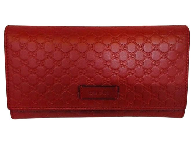 Gucci Micro billetera de cuero burdeos Roja