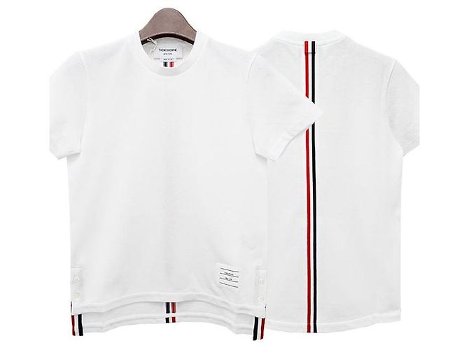 Thom Browne Camiseta de manga curta logo clássico branca Branco