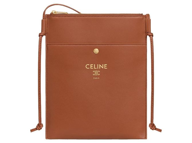Céline Bolsa de pele de cordeiro lisa tan Marrom