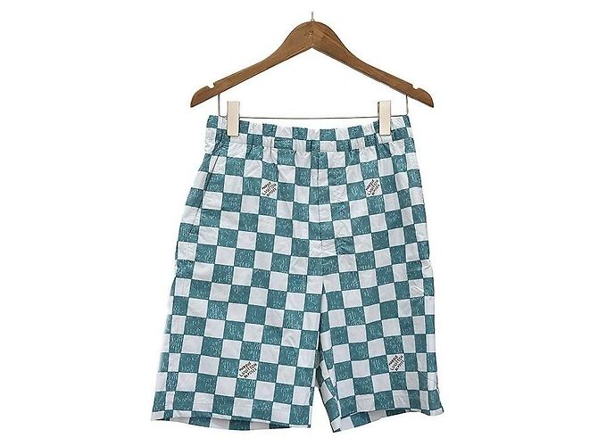 Louis Vuitton Shorts de nylon Damier con cordón Azul
