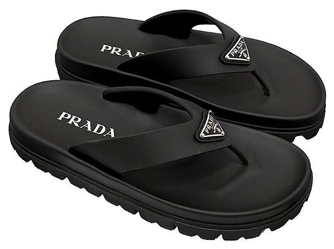 Prada Triangle Logo Rubber Slide Sandals