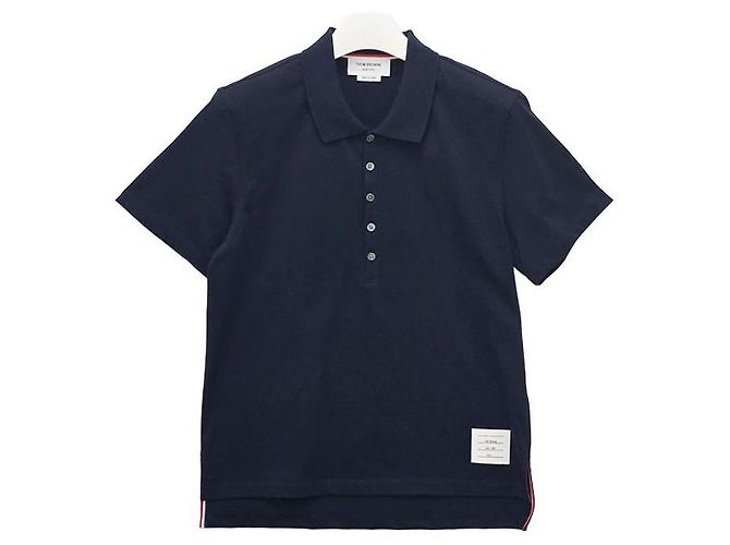 Thom Browne Relaxed Fit Polo T-Shirt Navy Blue