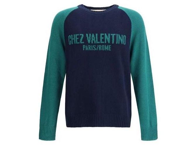 Valentino Jacquard-Muster Wollbaumwollpullover Schwarz 