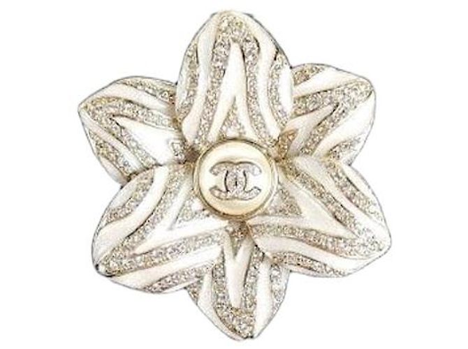 Chanel CC Kristallblumenbrosche Schwarz