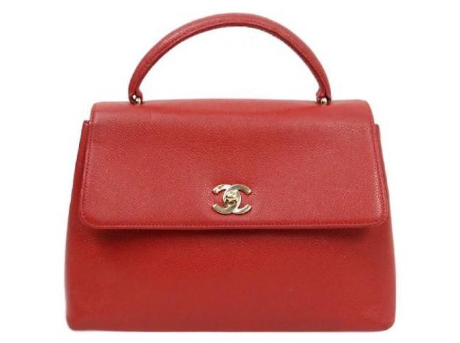 Chanel Sac à main Coco Handle en caviar rouge