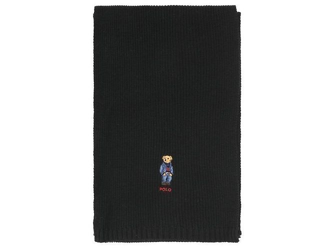 Ralph Lauren Solid Denim Bear Schal Schwarz 