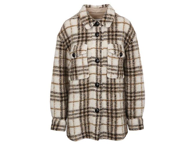 Isabel Marant Ecru Wool Checked Coat