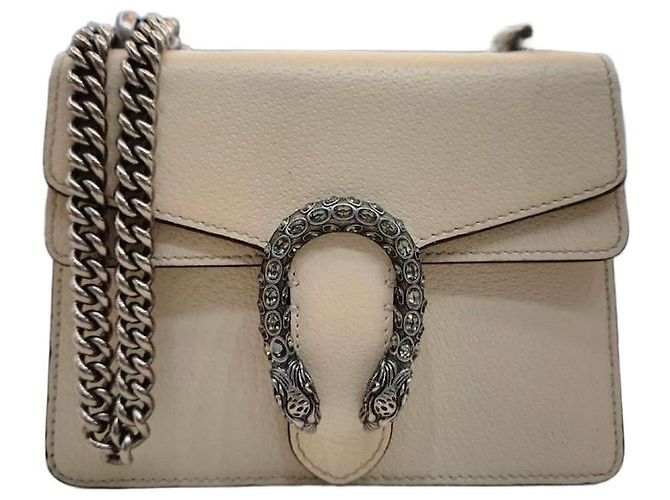 Gucci Mini bolsa de ombro em couro marfim Dionysus com cristais Branco