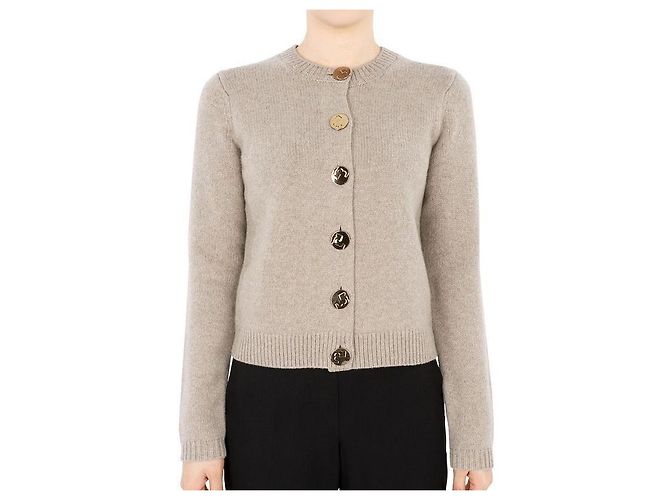 Tory Burch Women's Wool Cardigan Beige White