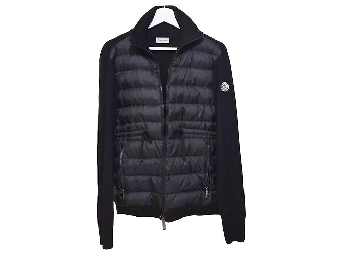 Moncler Gestrickte Padded Jacke Cardigan Schwarz