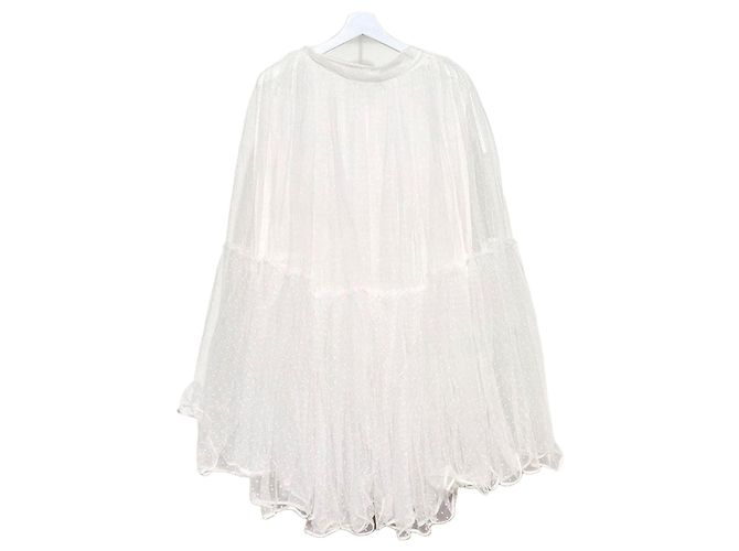Dior Saia midi evasê de tule com poás Christian Prata