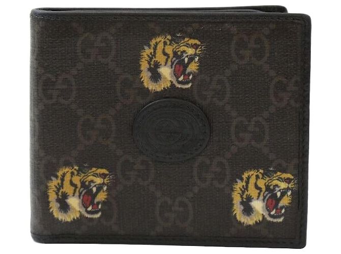 Gucci GG Supreme Tiger Bi-Fold Wallet Black