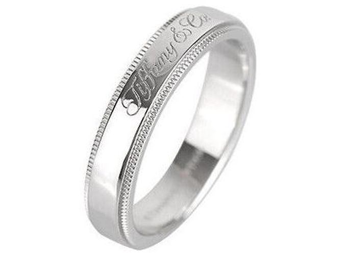 Tiffany & Co Milgrain-Platinring Größe Silber
