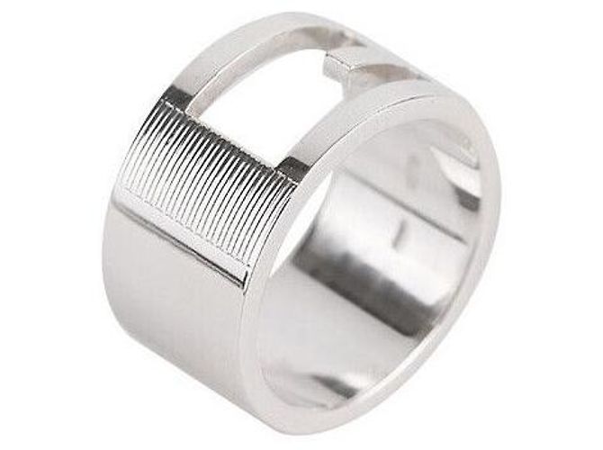 Gucci Logo Silver Ring Size Silvery