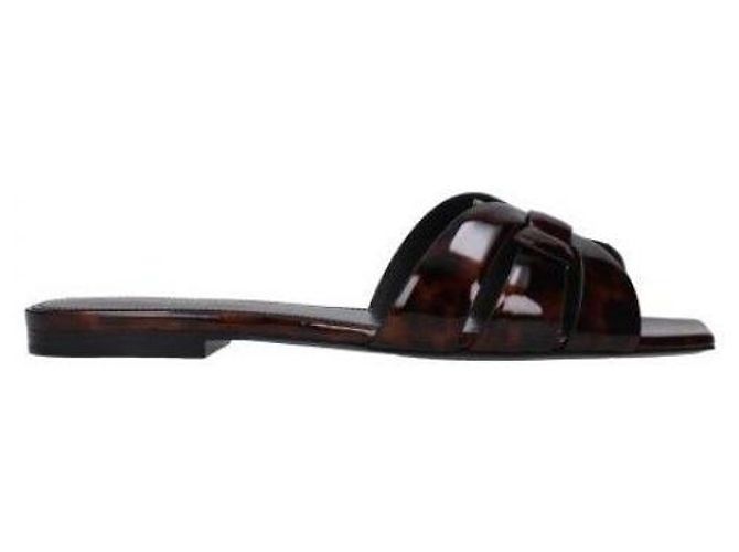 Saint Laurent Tribute Flat Mule Tortoiseshell Patent Leather Multiple colors
